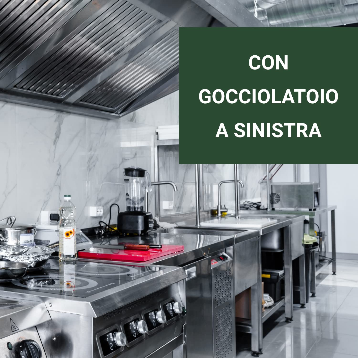 Ristoattrezzature Lavello in Acciaio Inox - Professionale, per Cucine Ristoranti e Pizzerie - 1 Vasca, Gocciolatorio a Sbalzo a Sx - 120x60x85h
