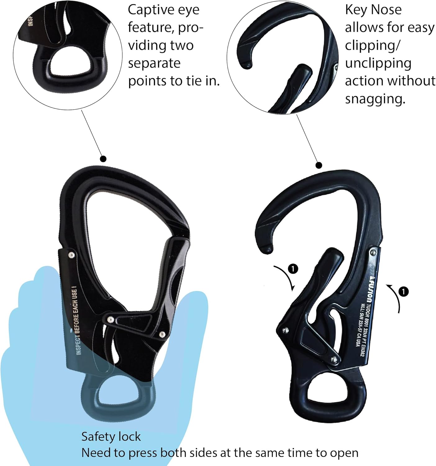 Snap Hook Carabiner - Black - Tudor Aluminum