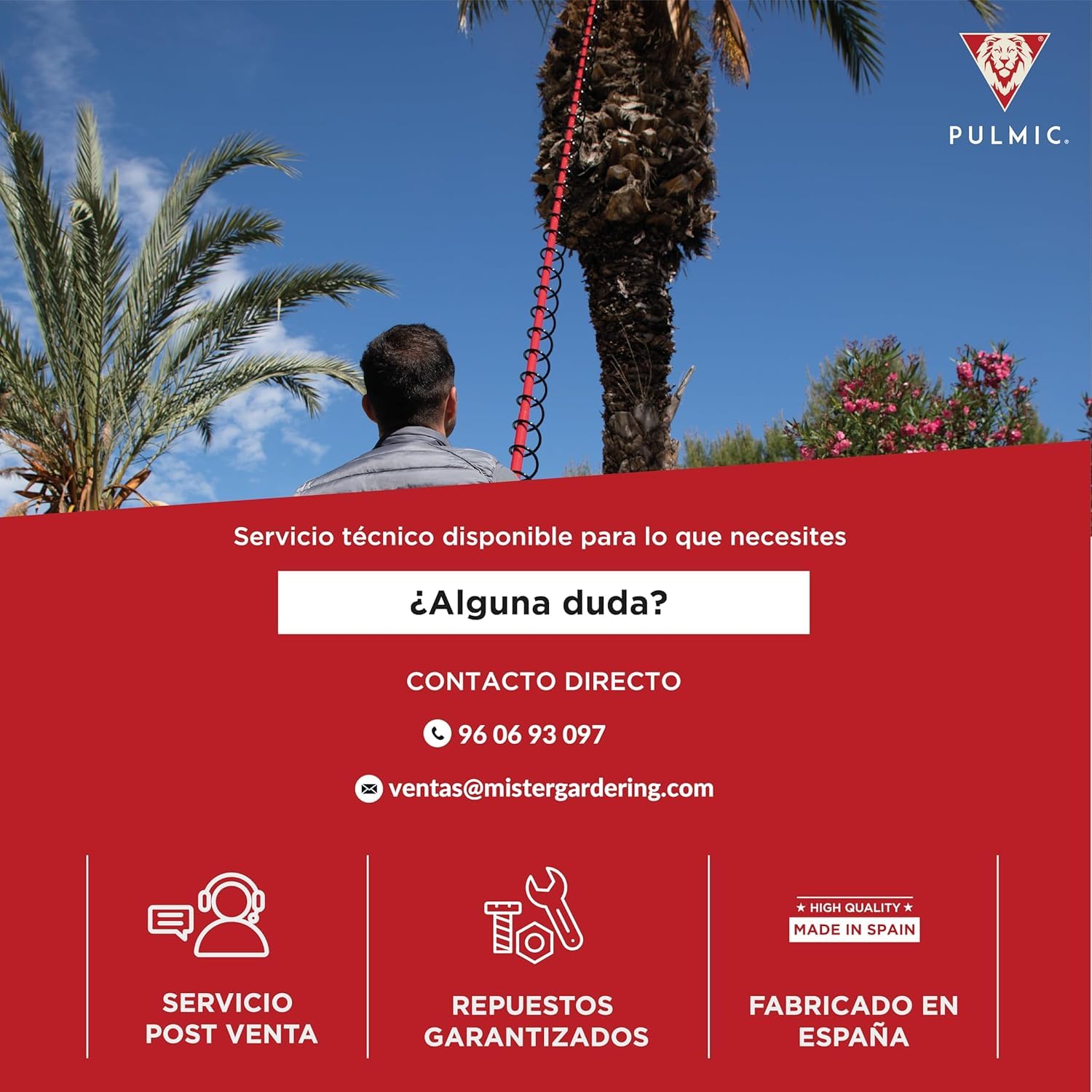 PULMIC Pulverizador Manual de Espalda 16L Profesional + Lanza Telescópica 5 Metros, Sulfatadora para Fumigar Herbicidas e Insecticidas, Mochila Pulverizadora con Lanza Extensible Fibra de Vidrio