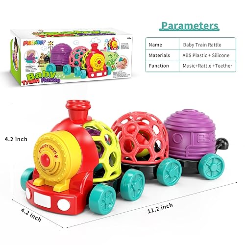 Miniatura 7 de MOONTOY Juguetes de tren de sonajero para bebés de 6 a 12 meses, juguetes musicales para bebés, juguetes sensoriales para bebés de 6 a 12 a 18