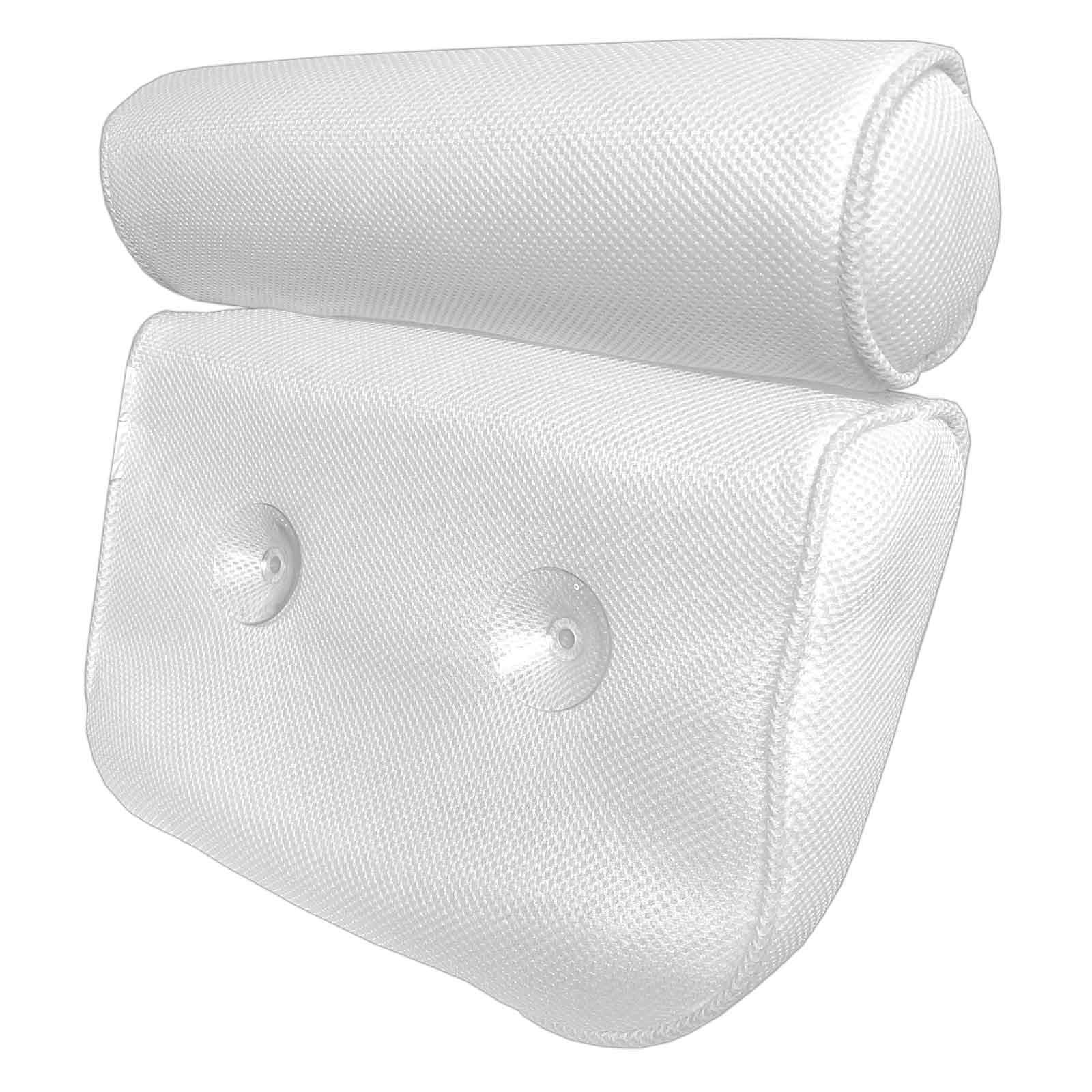 HAC24 2er Set Badewannenkissen Nackenkissen Weiß Wannenkissen Kopfkissen Polyester Badekissen Kopfstütze Badewannen Kissen