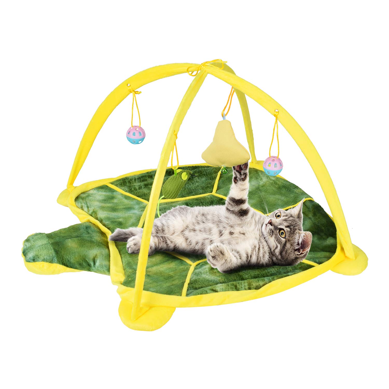 PetBonus Cat Play Mat, Cat Activity Center with Interactive Toys, Bell Ball, Mice Toy for Cats, Kitten, Kitty