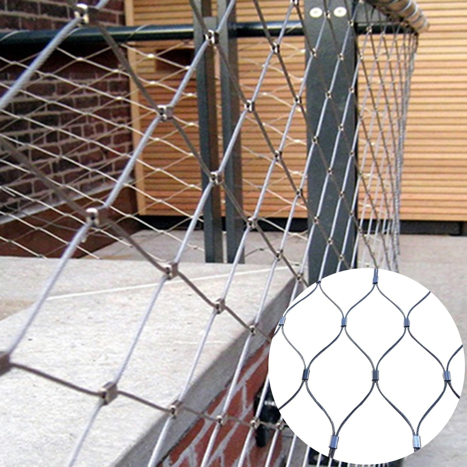 GJMSSMY Razor Wire Barbed Wire 304 Stainless Steel Wire Rope Netting, Animal Barrier Fence, Fall Prevention High Altitude Safety Net For Garden Farm Football Field (Color : Silver-5cm, Size : 2x7m)