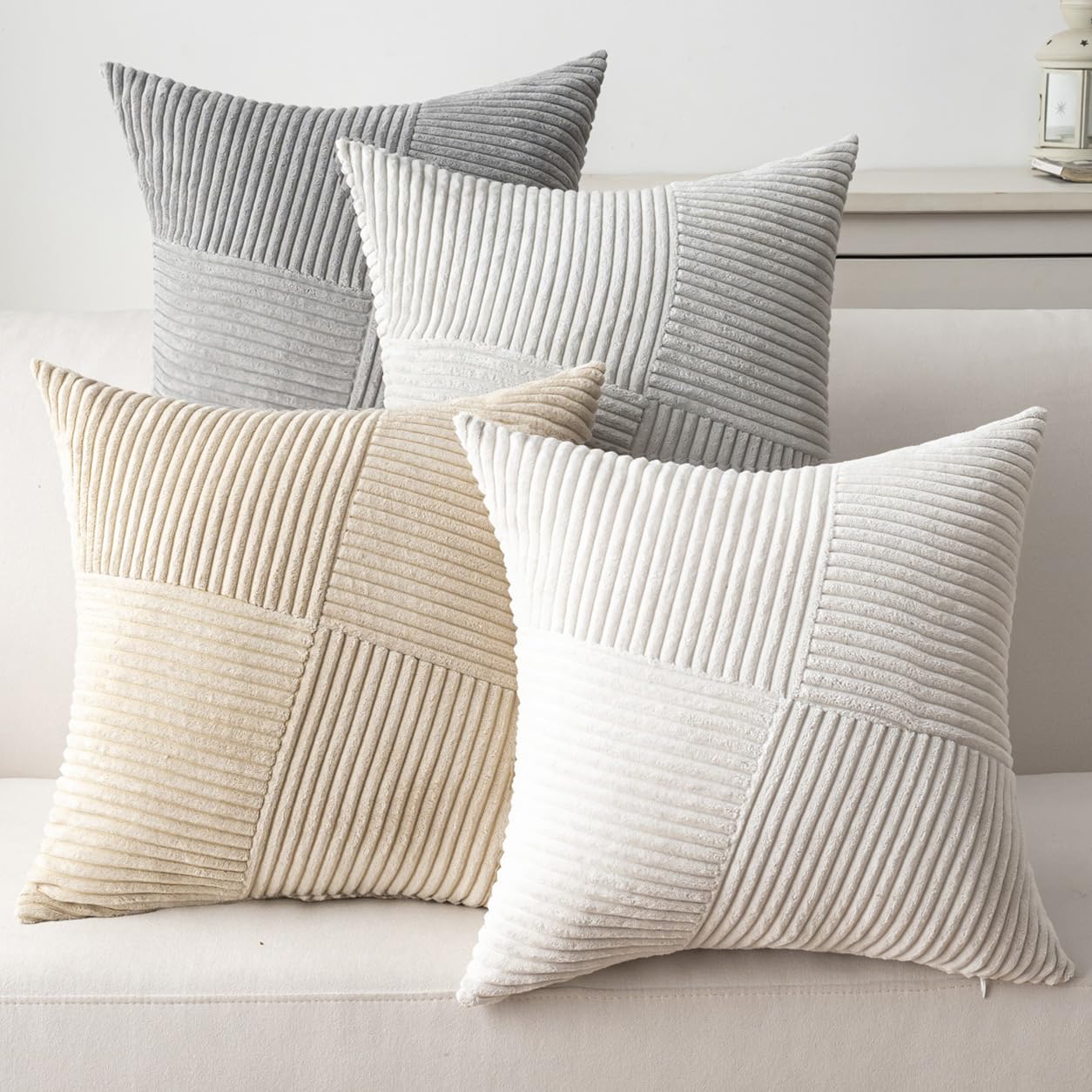 ZSkogur Decorative Throw Pillow Covers 20x20 Inch Set of 4 for Boho Living Room Farmhouse Home Decor Spring