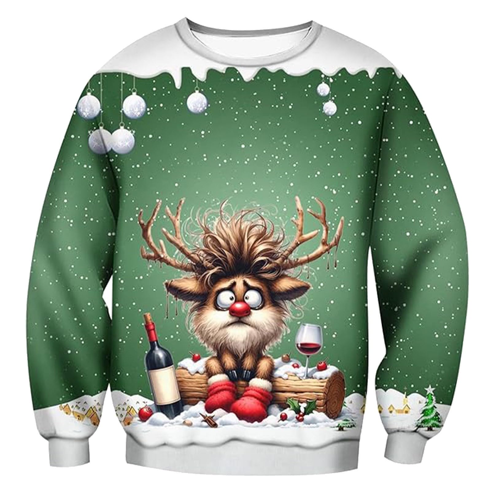 Ugly Christmas Sweatshirts for Men Crewneck Funny Pullover Winter Fleece  Thick Warm Sweaters for Xmas Holiday Party