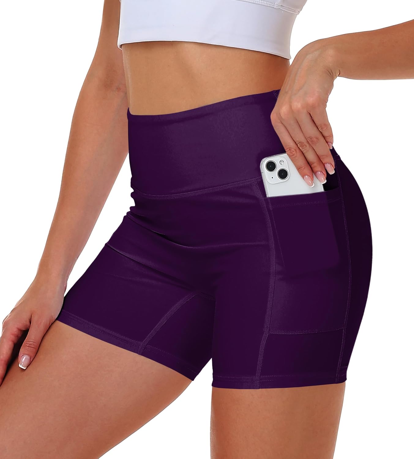 AOBUTE Women Swim Bike Shorts Sun Protection High Waisted UPF Pants with Pockets