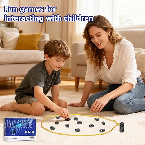 Miniatura 2 de Juego de ajedrez magnético con piedras de viaje, cuerda y bolsa de almacenamiento portátil, juego de mesa de estrategia para la familia, uso en