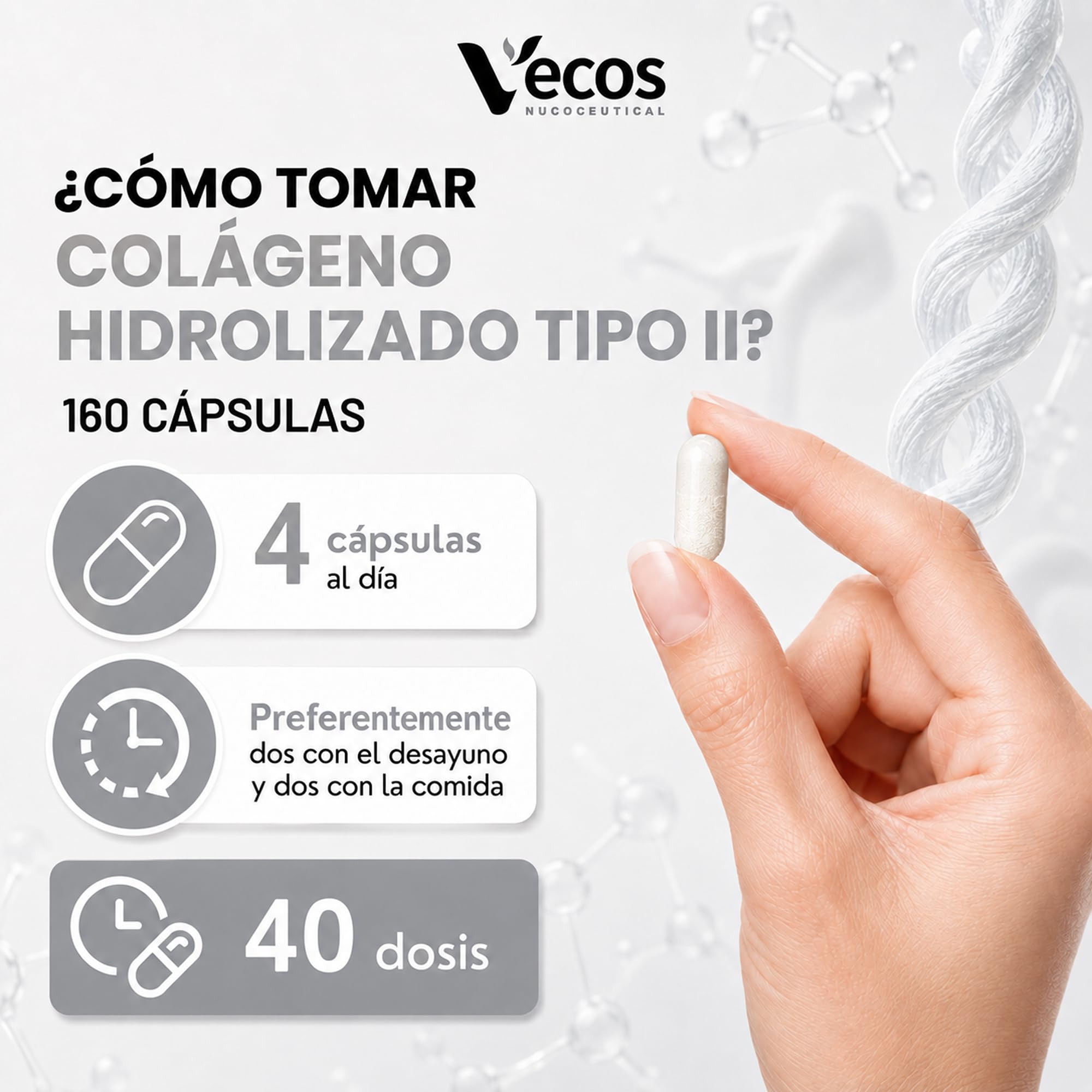 320 Cápsulas Colágeno Hidrolizado Tipo II - 160 Cápsulas Vegetales - Ayuda a Prevenir el Dolor y la Inflamación en las Articulaciones - Efecto Antiinflamatorio y Antioxidante