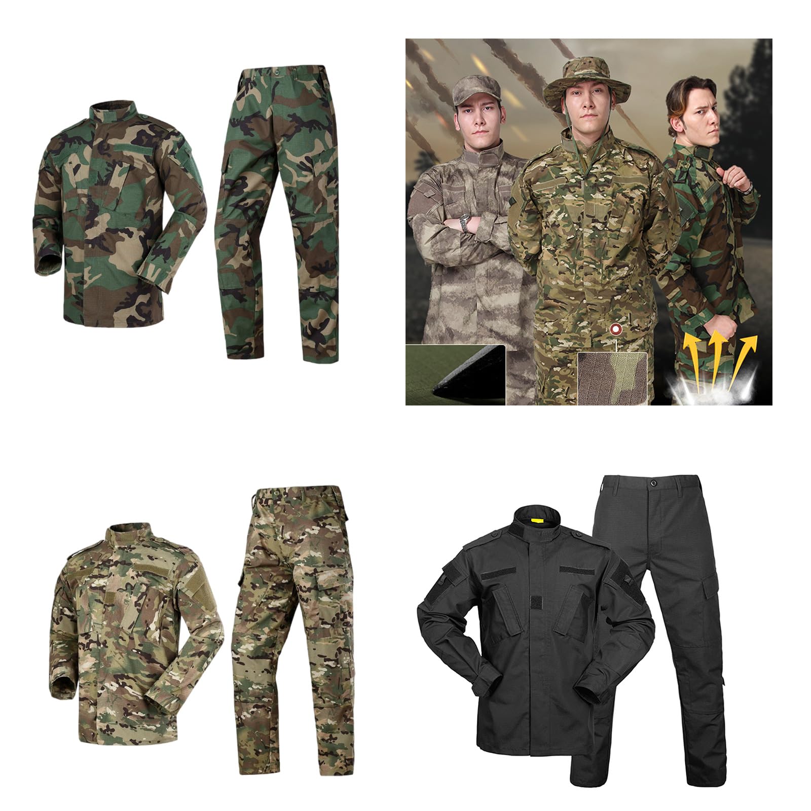 Tuta da allenamento traspirante traspirante misto cotone mimetico abbigliamento per sport all'aria aperta trekking campeggio escursionismo misto cotone mimetico allenamento