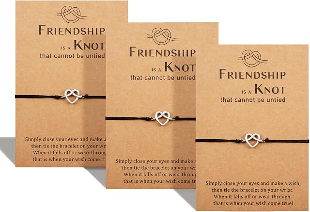 YELUWA Sisters Best Friend Friendship BFF Bestie Heart Matching Long Distance Lovely Charms Bracelets Gift for 2/3/4/5 Teen Girls Women Mother Daughter with Wish Card