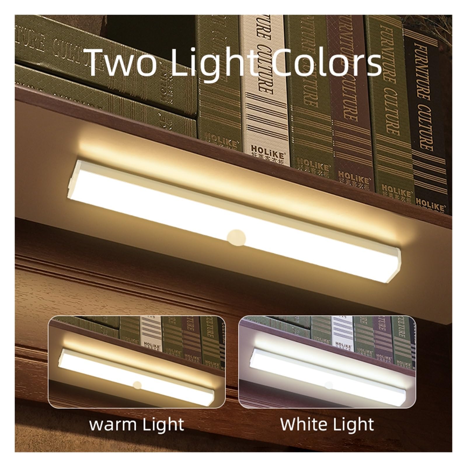 Luces Bajo Armario Luz Nocturna De 50CM, Led For Armario, Atenuación, Lámpara Con Sensor Movimiento Recargable Por USB For, Dormitorio, Cocina, Luces Nocturnas(Cold white,Cuboid 32CM)