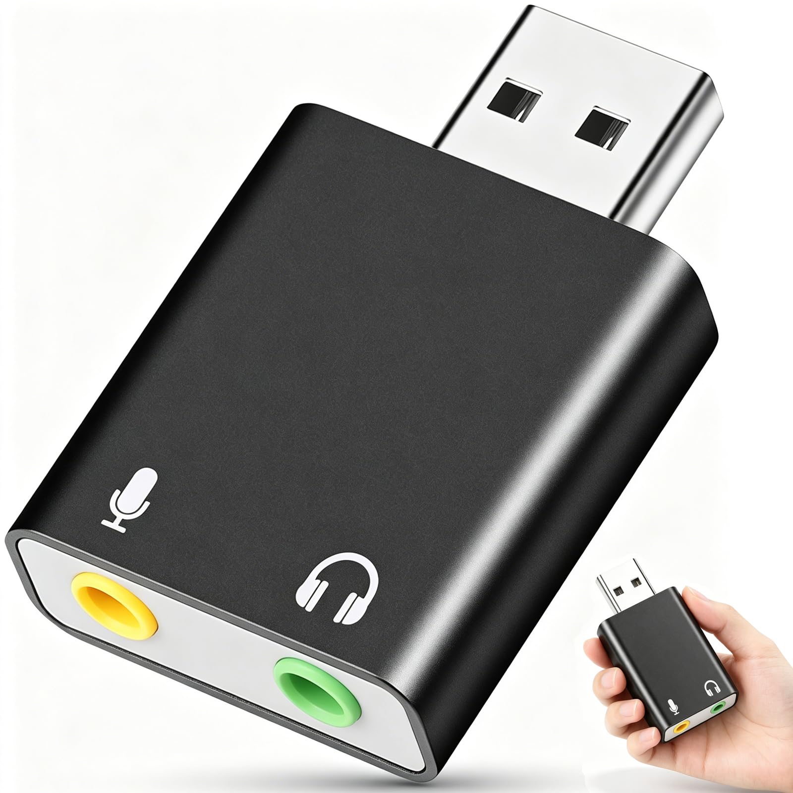 USB to AUX Audio Adapter USB Sound Card, External Sound Card with 3.5mm Jack for Headphones & Mic, Plug & Play Stereo Converter for PC, Mac, PS5, Steam Deck, Laptop DJ Mixer-image-49
