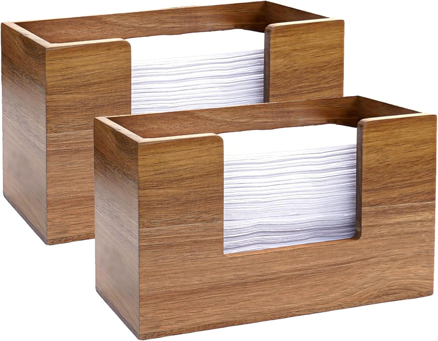Acacia Wood Paper Towel Dispenser, Wooden Napkin Holder, Paper Towel Holder for Bathroom, Kithchen, and Office, Multifold C-Fold, Z-Fold, Trifold Paper Hand Towel Dispenser,2 Pack