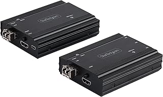 StarTech.com 4K HDMI KVM Extender Over Fiber - HDMI Video & USB Remote KVM Switch/Console Extender - up to 984ft/300m (MultiMode) - 2X 10G MMF SFP+ modules - KVM Extension Kit (TX/RX) (SV565FXHD4KU)