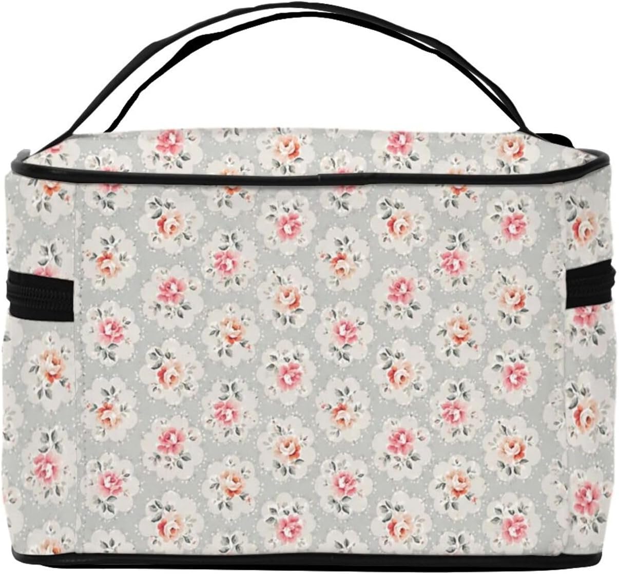 Floral Rose Travel Toiletry Bag 9x6.7x6.3 Inch,Makeup Bag Cosmetic Organizer With Compartments Elastic Holders Portable Travel Kit For Women Men image 3