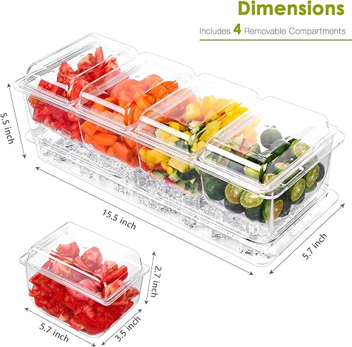 Miniatura 5 de Organizador de condimentos refrigerados con caja de hielo desmontable y contenedores laterales colgantes, barra de tacos enfriada con hielo para