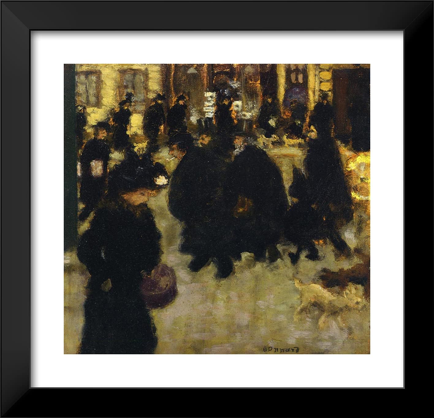 ArtDirect Bonnard, Pierre 21x20 Black Modern Framed Art Print Titled: Figures in the Street
