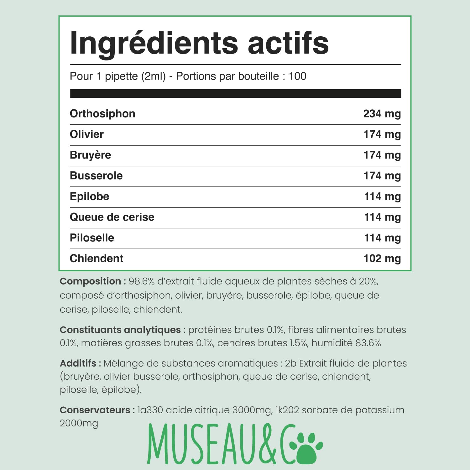 Museau & Co Urino Régule – Infection Urinaire Chien – 200ml – Cystite Chien & Chat, Anti-inflammatoire, Soutien Vessie & Reins, Confort Urinaire Fabriqué en France