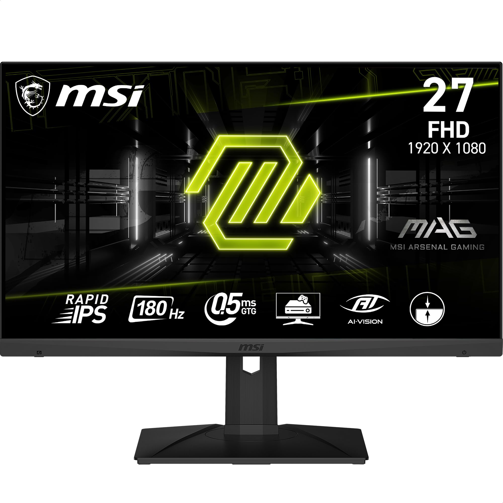 MSI MAG 275F 27 Inch FHD Gaming Monitor - 1920 x 1080 Rapid IPS Panel, 180 Hz / 0.5ms (GtG, Min.),115% sRGB Colour Gamut, Frameless Design, HDR Ready ...