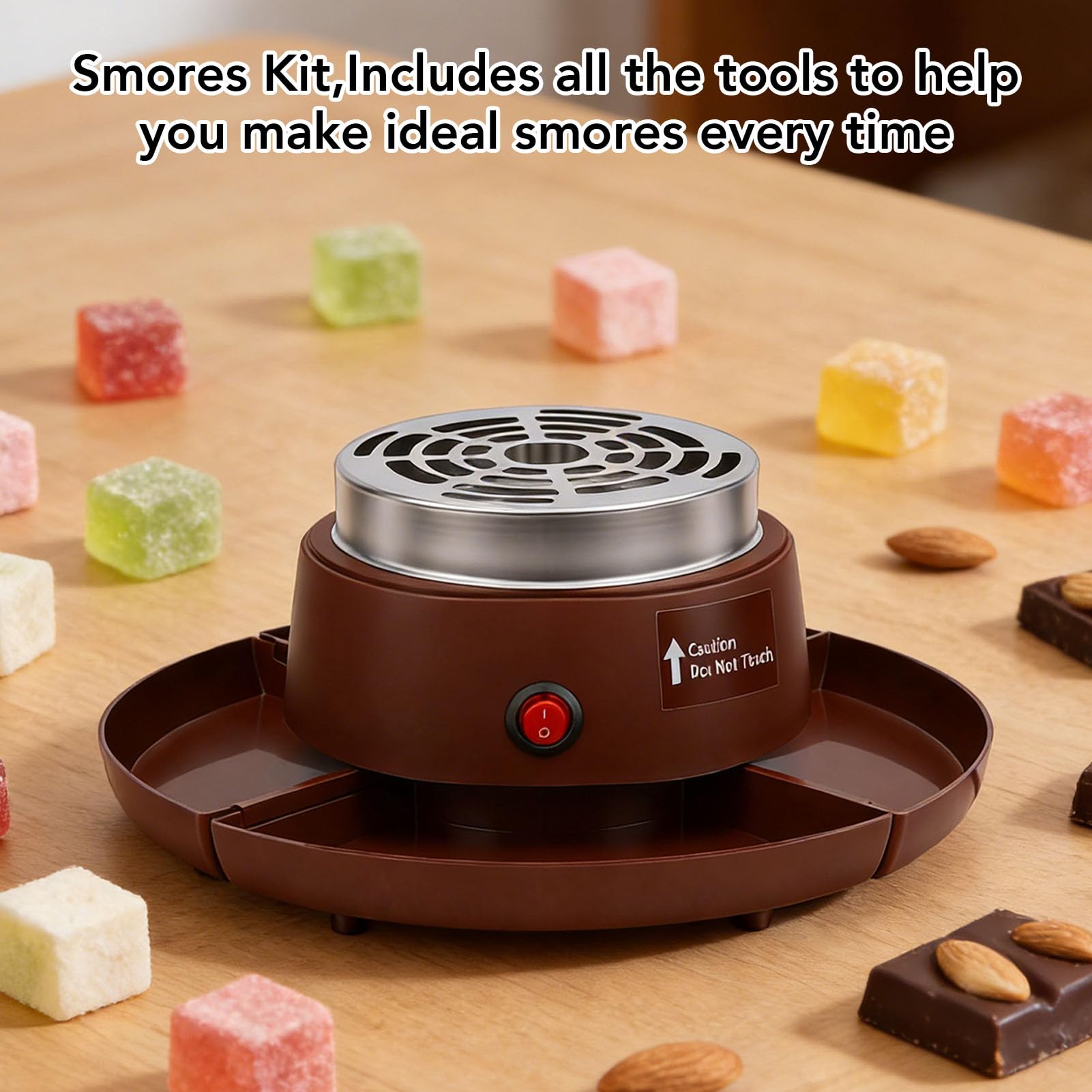 Greensen 2 in 1 Elektrischer Smores Maker Tisch Röster Schokoladenfondue Topf 4 Röstgabeln EU-Stecker 220 V