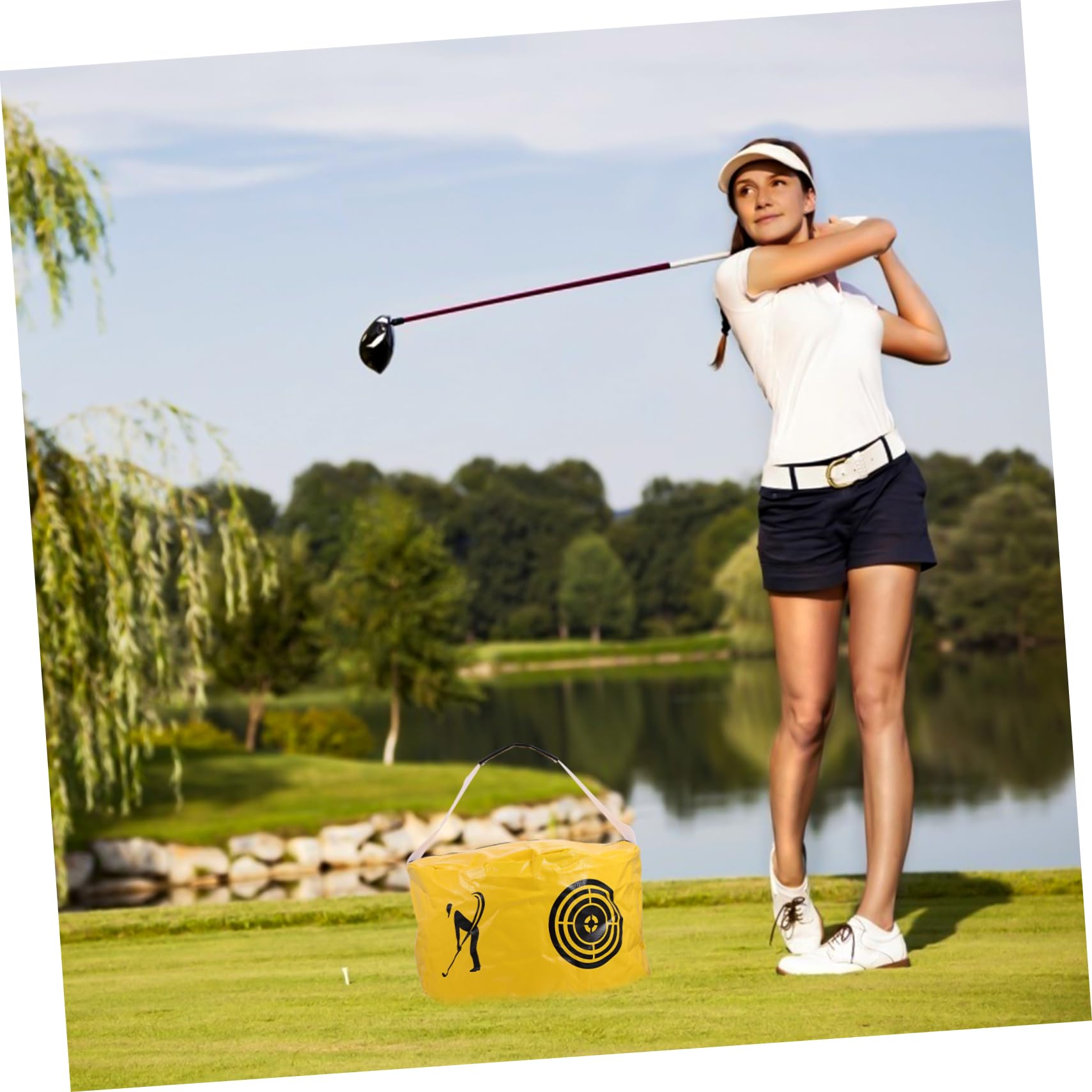 HEMOTON Borsa da Allenamento Swing Golf PVC Gialla per Pratica Potenza