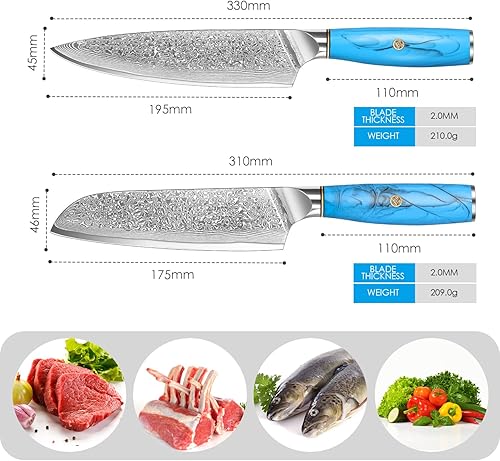 Miniatura 42 de Home Safety Cuchillo de chef japonés profesional de acero de Damasco de 8 pulgadas, cuchillo de cocina VG-10, cuchillos de chef de damasco, cuchillo