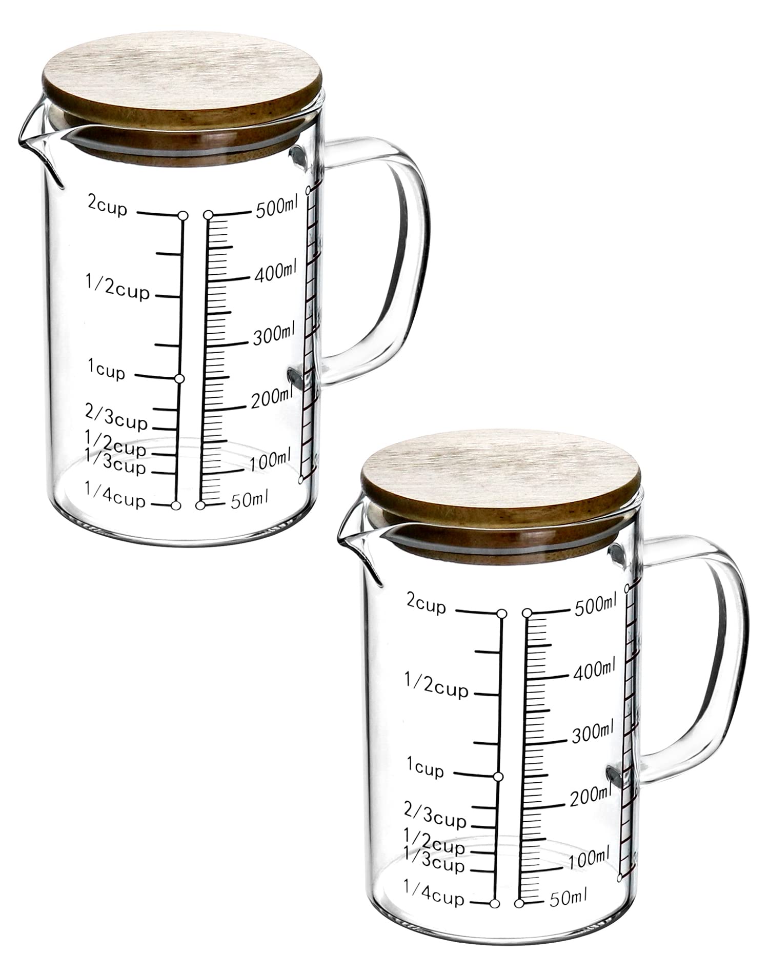 Bécher Verre Borosilicate QWORK 500ml - Lot De 2, Avec Anse Et Graduations