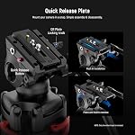 NEEWER Niveau de base 74" Trépied vidéo avec tête fluide, trépied caméra métallique avec amortisseur de friction lisse, épandeur de niveau intermédiaire, plaque de libération rapide compatible avec Manfrotto 501, Max Charger 17.6lb, TP37