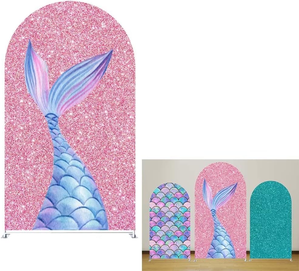 Arch Backdrop Mermaid Birthday Party Decor Banner Undersea Arched Stand Covers Photo Background for Banquet Baby Shower Parties