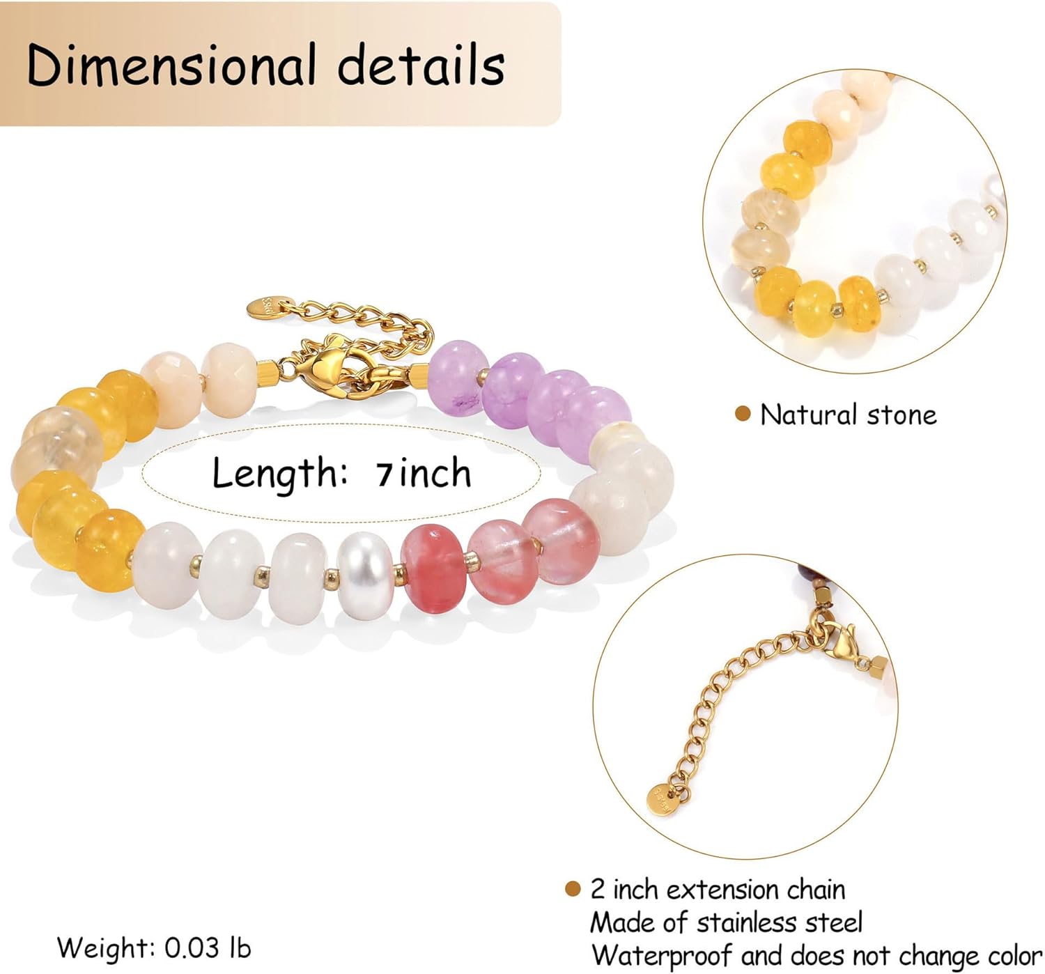 Beaded Bracelet for Women Colorful Stone Boho Bead Bracelet for Beach Adjustable Handmade Beaded Summer Jewelry - Image 4