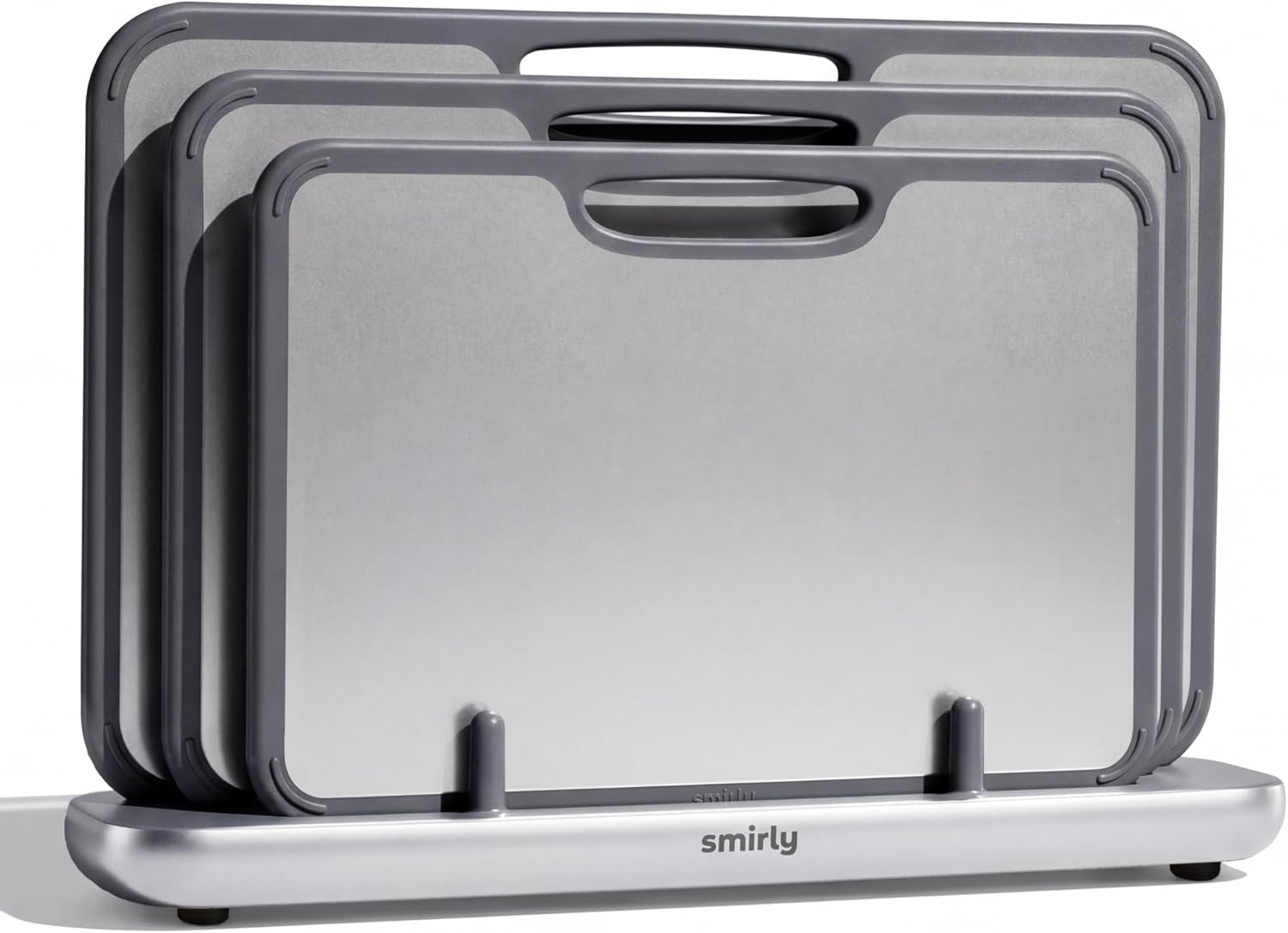 SMIRLY Titanium Cutting Board for Kitchen, Double Sided Chopping Board Set with Holder, 100% Pure Titanium, Dishwasher Safe, 3 Pack