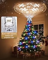 Vista 37 de Decoración para árbol de Navidad iluminada con 6 patrones proyectados, estrella de Navidad con luces giratorias LED integradas, proyector