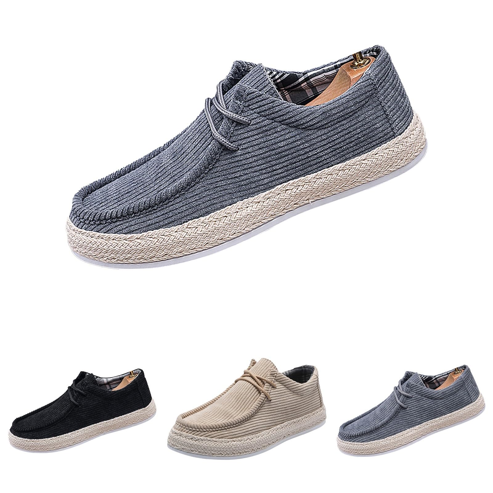 generisch Espadrillas da uomo in velluto a coste, casual, slip-on, scarpe per il tempo libero, scarpe in lino, mocassini piatti, comode, leggere, comode, traspiranti, scarpe da ginnastica antiscivolo