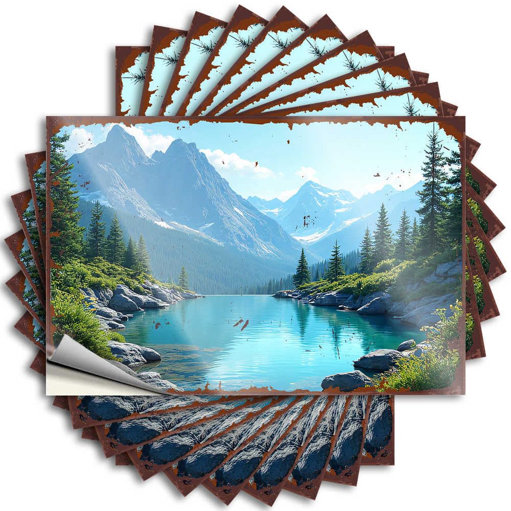 Fun Helmet Quote | Mountain Lake Serenity: Nature's Majestic Landscape Love Durable Vinyl Sticker Easy Apply for Paw(6X9CM)