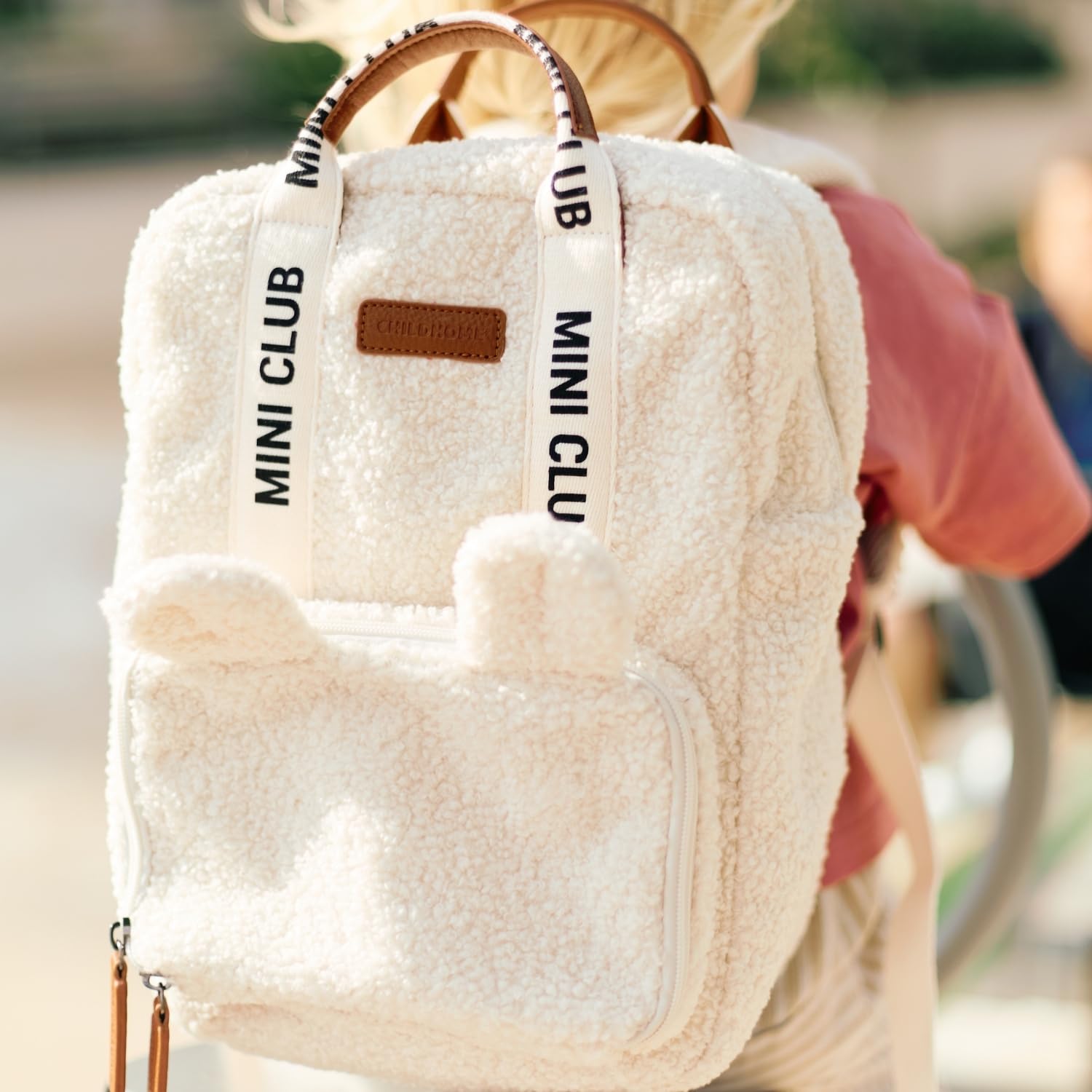 CHILDHOME, Sac a Dos, Bebe, Sac à dos Enfant, Cartable maternelle, Pochette isotherme, Compartiment boite à repas, Solide, Matière Coton, My First Bag, 7L, Mini Club Urban, Teddy White