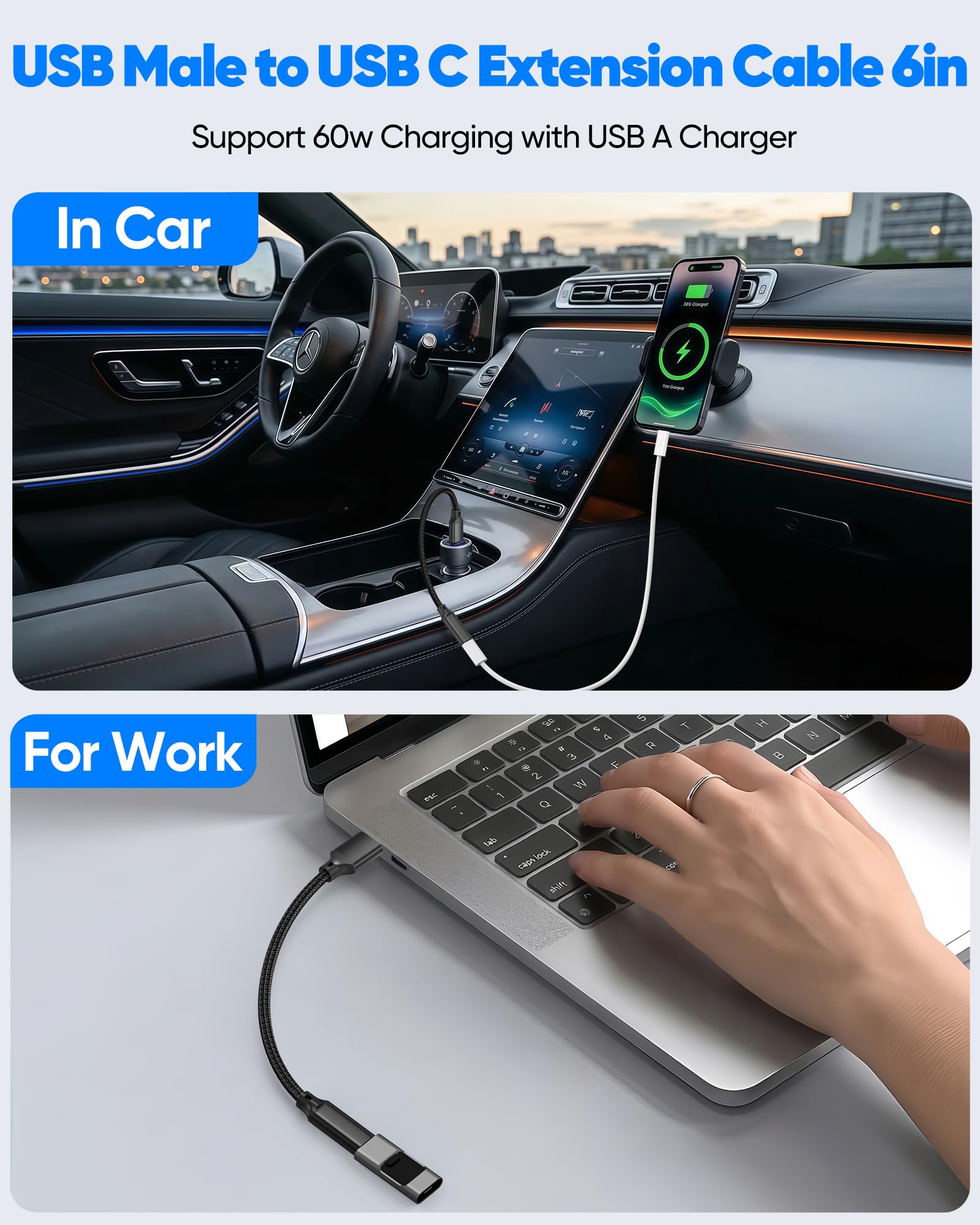Adaptador USB C hembra a USB A macho, paquete de 2 unidades, transferencia de datos de 10 Gbps, convertidor USB 3.2 Gen 2 compatible con laptop USB 2.0/3.0, PC, disco U, cargador