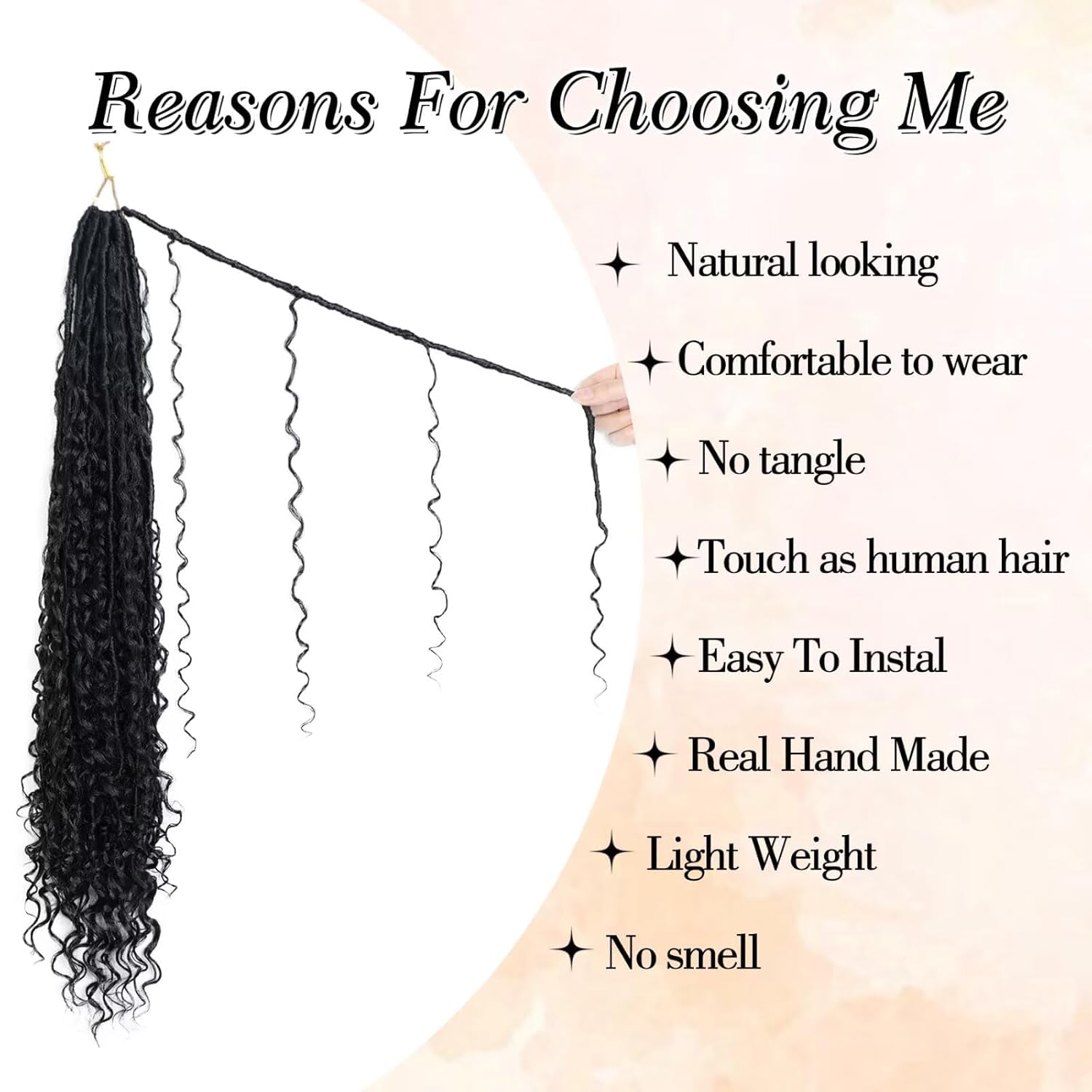 Boho Soft Locs Crochet Hair for Black Women-30inch Goddess Faux Locs Crochet Hair 8 Packs Synthetic Pre-Looped with Curly Ends(8Pack,30inch,1B)