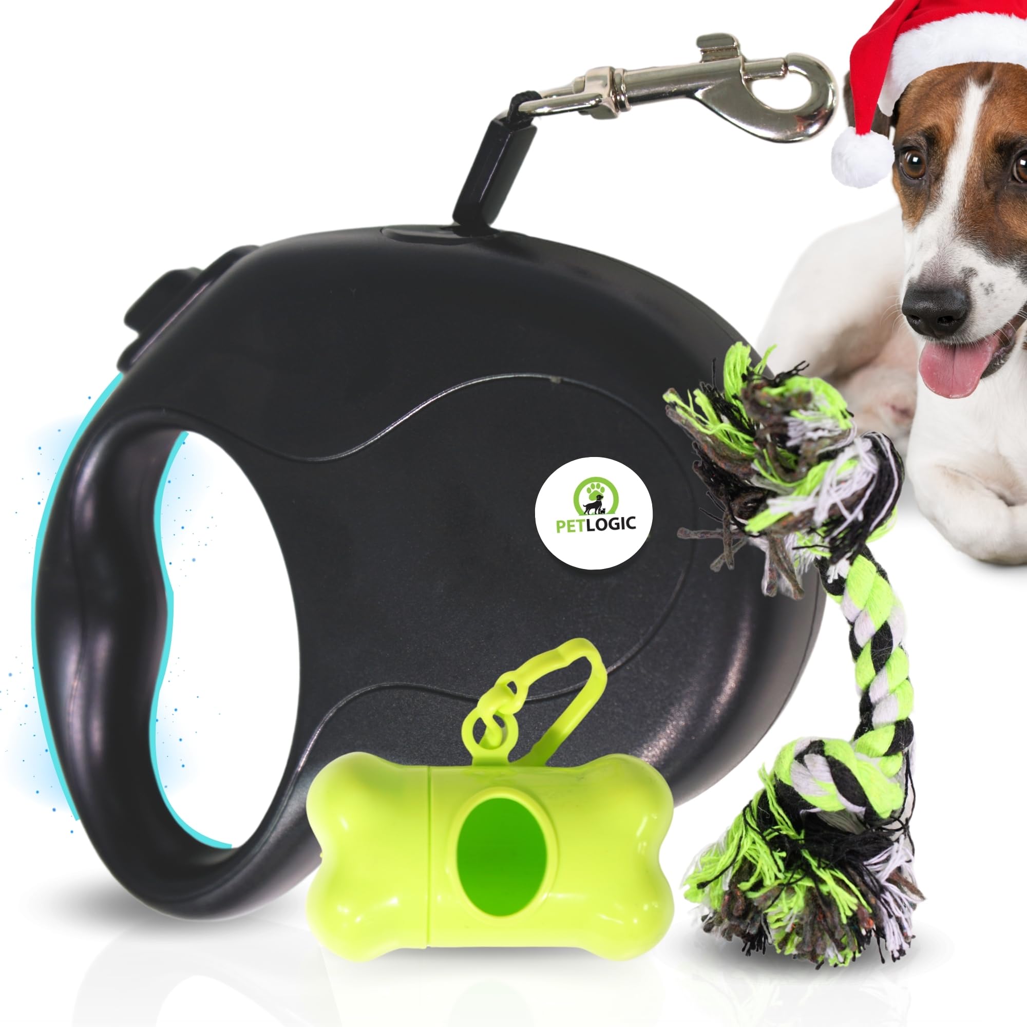 PETLOGIC Correa Perro Extensible+Juguete+dispensador Bolsas-Corre...
