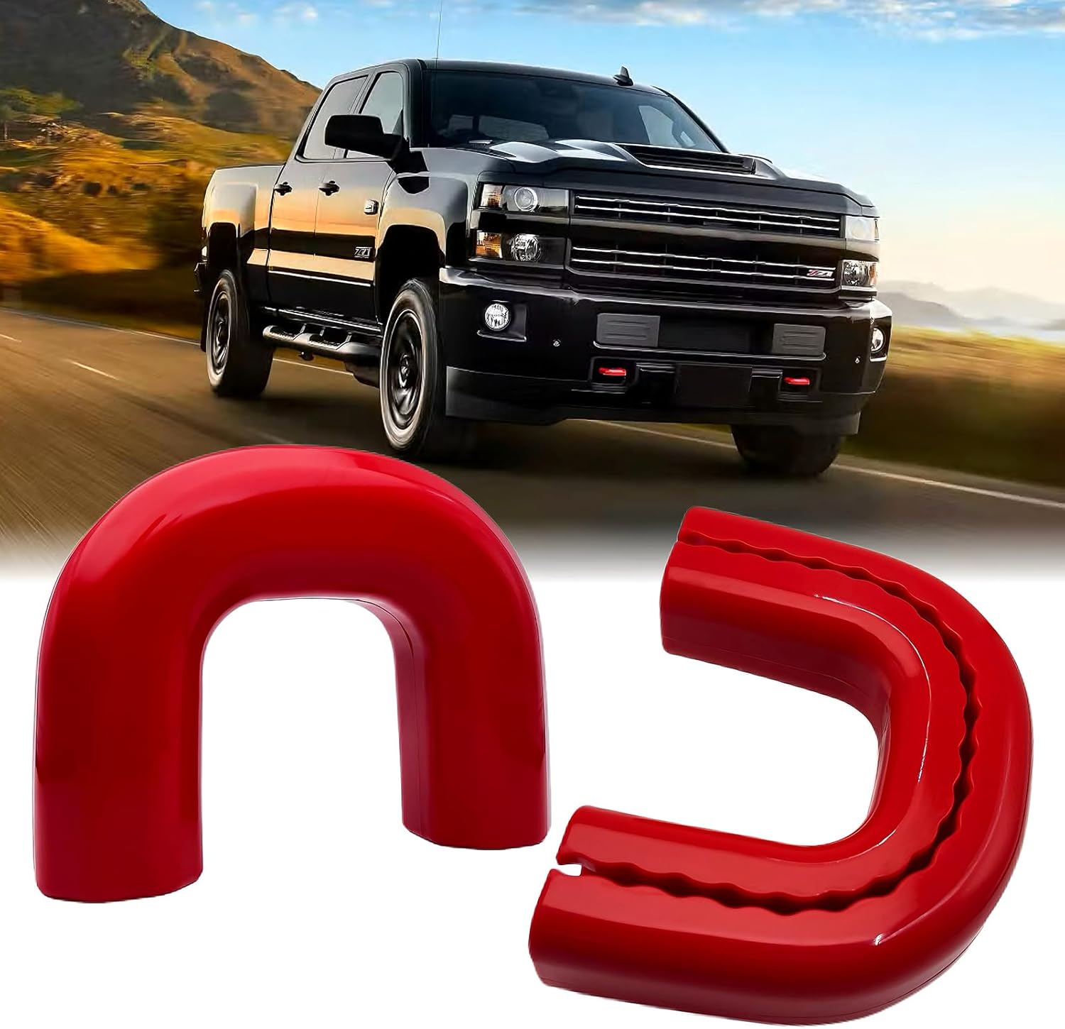 Custom Tow Hook Covers Fits for 2020-2026 Chevy Silverado 2500/3500 HD,Tow Hitch Cover Car Tow Hooks Compatible with Chevrolet Silverado 2500/3500 HD Accessories 2020-2026 (Red)