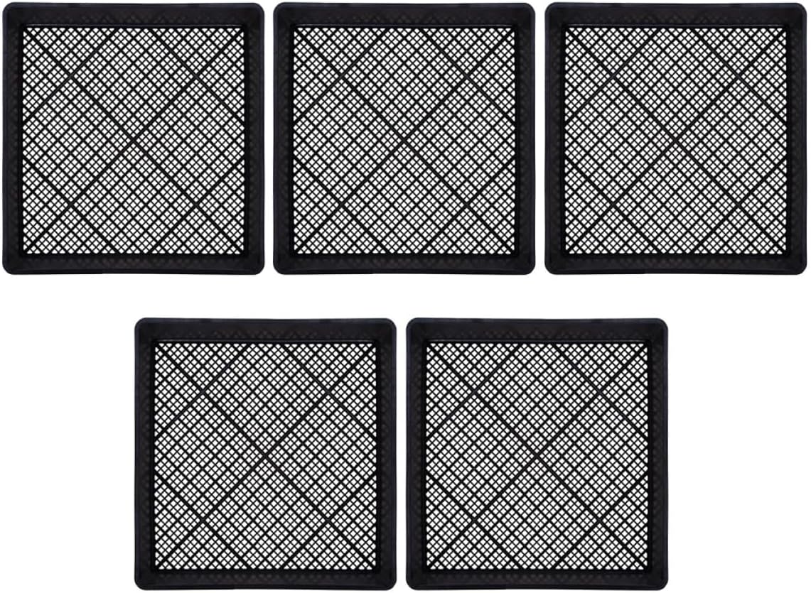 5pcs Plant Germination Tray Nursery Sowing Tray 42x42x5.5cm Black Square Gardening Growing Containers for Seed Sprouting and Indoor Plant Propagation