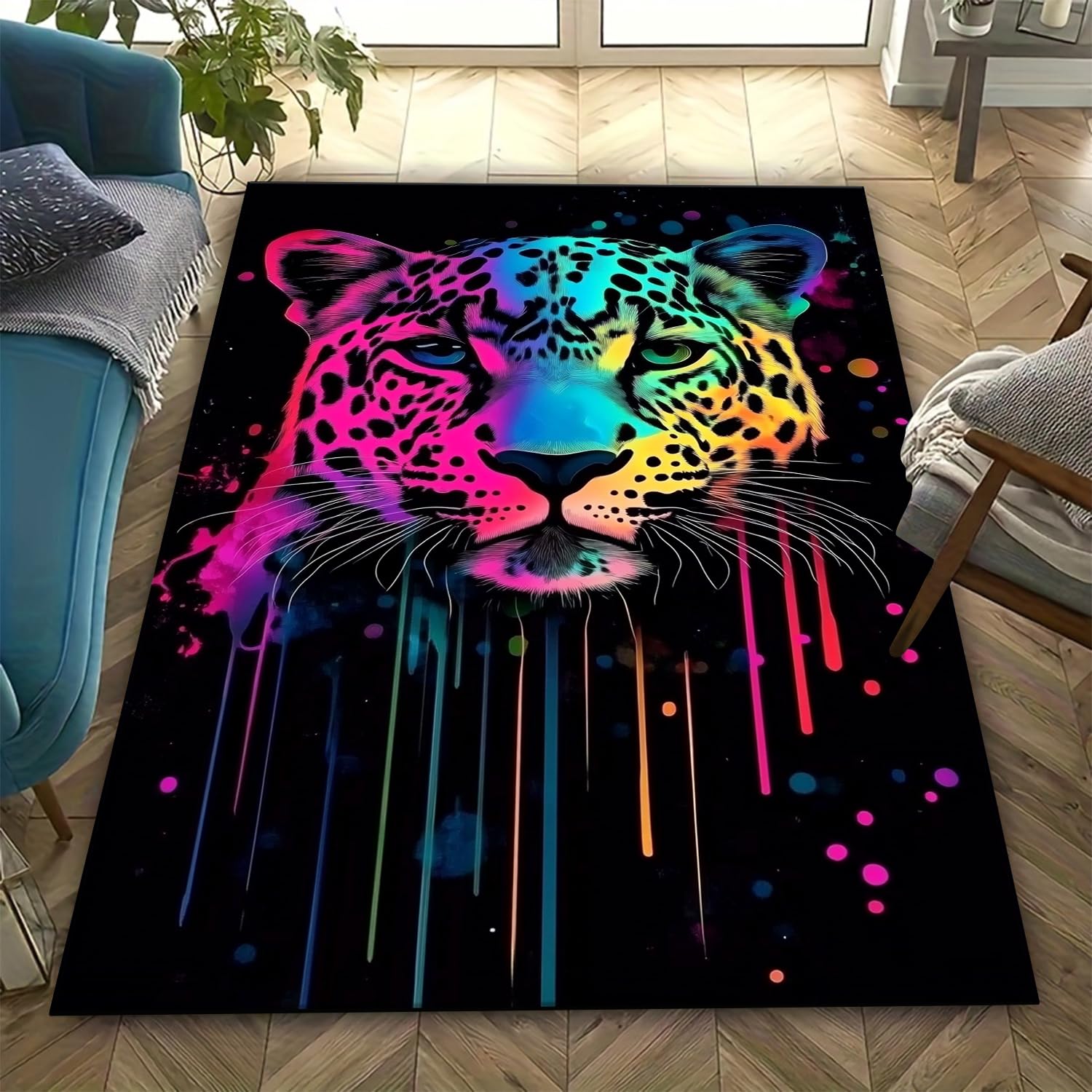 Tapis décoration léopard 3D tapis de sol qualitatif pour chambre et salon