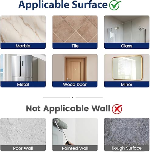 Miniatura 6 de pickpiff Ganchos adhesivos de pared con tira, sin residuos, fáciles de quitar, gancho para toallas pegajoso fuerte y resistente, paquete de 4