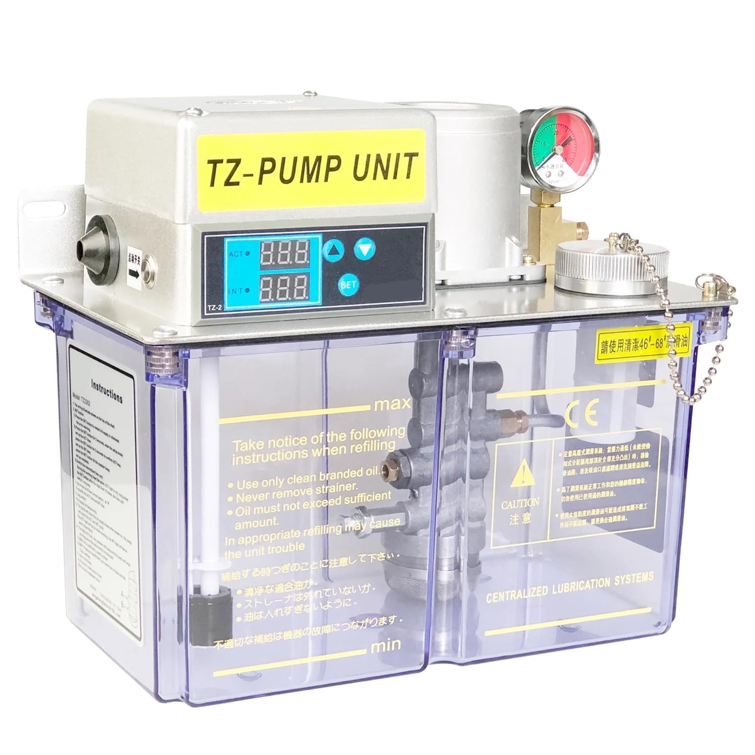 Electric Lubrication Oil Pump 4Liter 220V 110V 380V Dual Digital Panel TZ2262-400 for CNC Lubrication System(TZ2262-410X,220V)