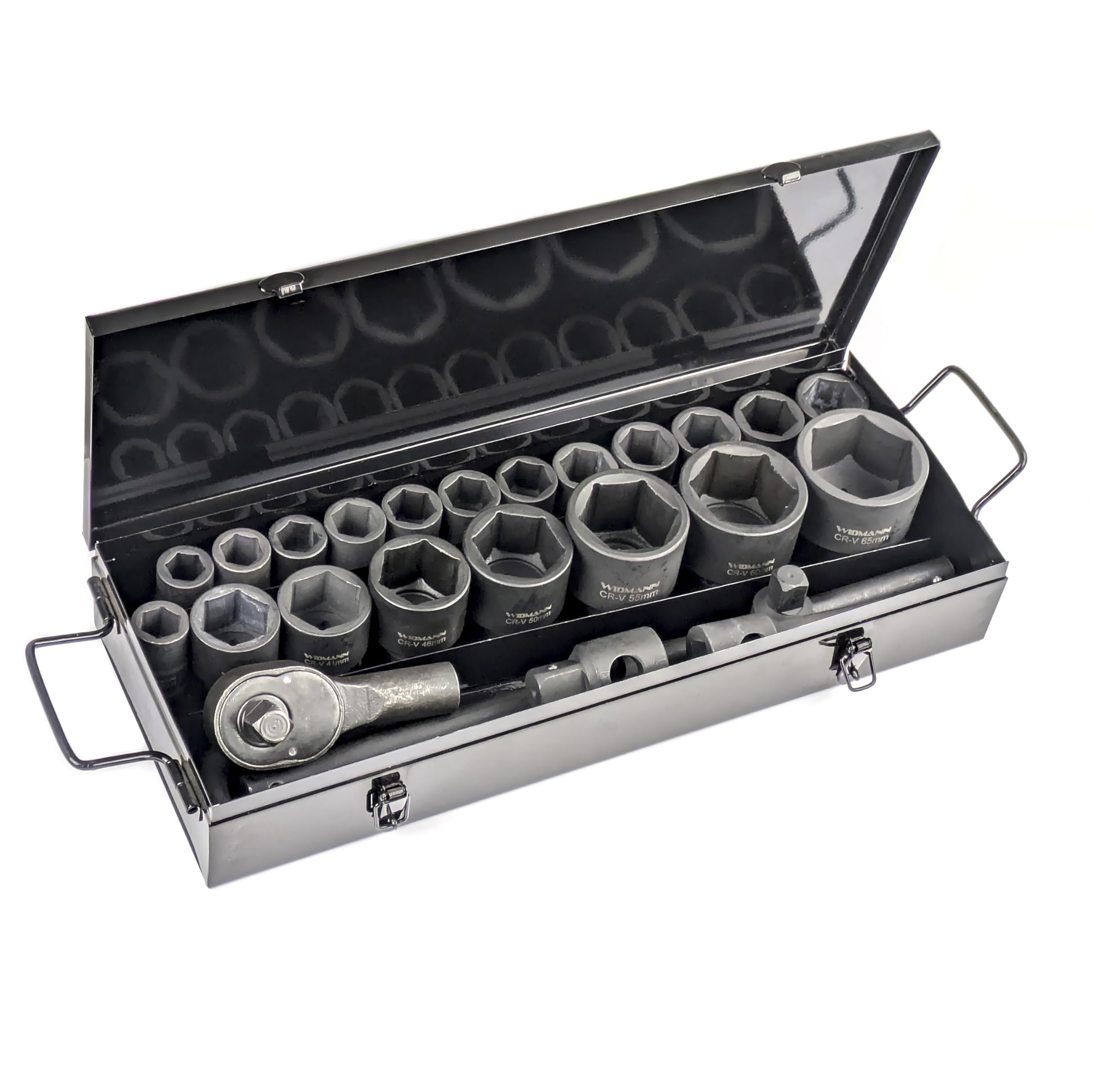 Widmann Professionelle Werkzeuge Black Widmann 26Pc Socket Set With Ratchet Set 3/4" & 1" Dr 21-65Mm