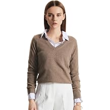 GreenMount Womens V Neck Sweater 100% Pure Cashmere Essential Long Sleeve Pullover Warm Soft Sweater for Women