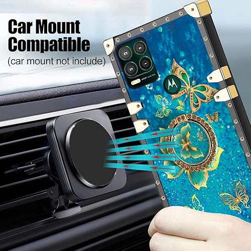 Miniatura 6 de Funda cuadrada para Moto G Stylus 5G (2021) Funda de teléfono con bonito patrón de moda para niñas y mujeres con correa de soporte de anillo, funda