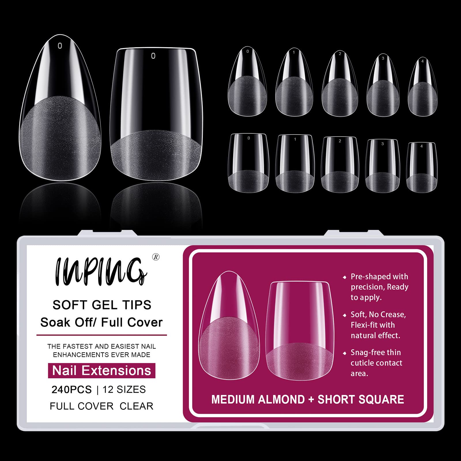 INPING Soft Gel Full Cover Nail Tips