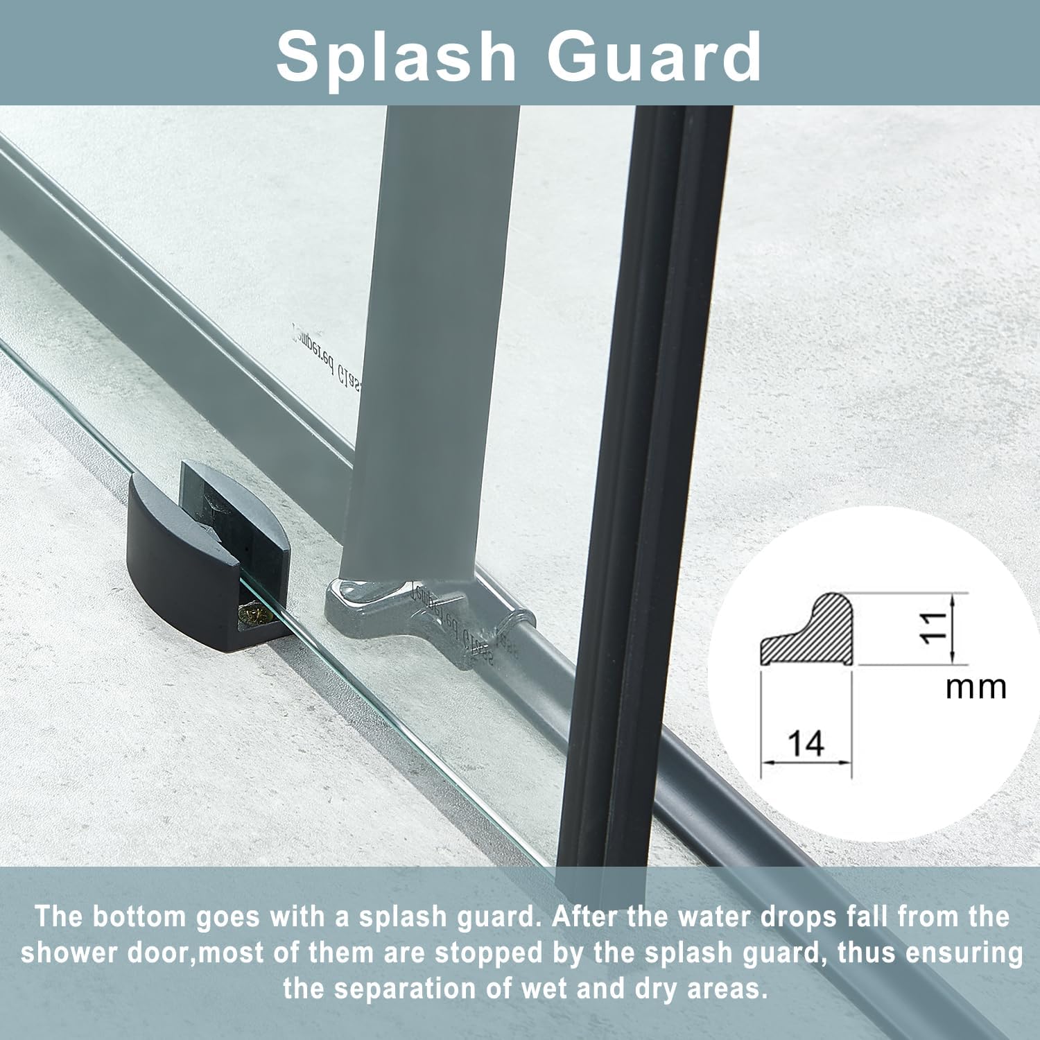 56-60" W x 76" H Frameless Single Sliding Shower Door, Frameless Shower Door, Shower Glass Door with 5/16" (8mm) Clear SGCC Tempered Glass, Stainless Steel Hardware (Black)