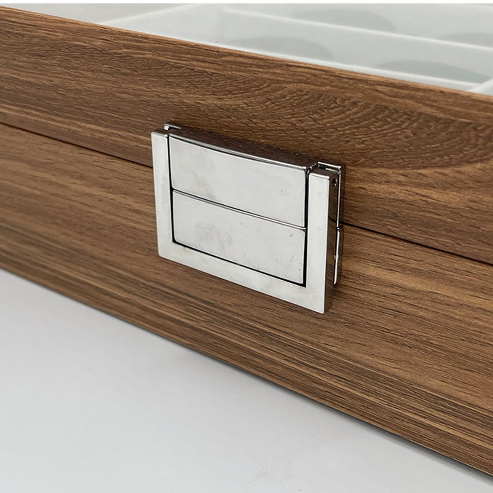 Funktionaler Sonnenbrillen-Organizer mit 8 Schlitzen aus Holz mit grauem Filzfutter, transparente Abdeckung für elegantes Display, Schnellzugriff-Organizer