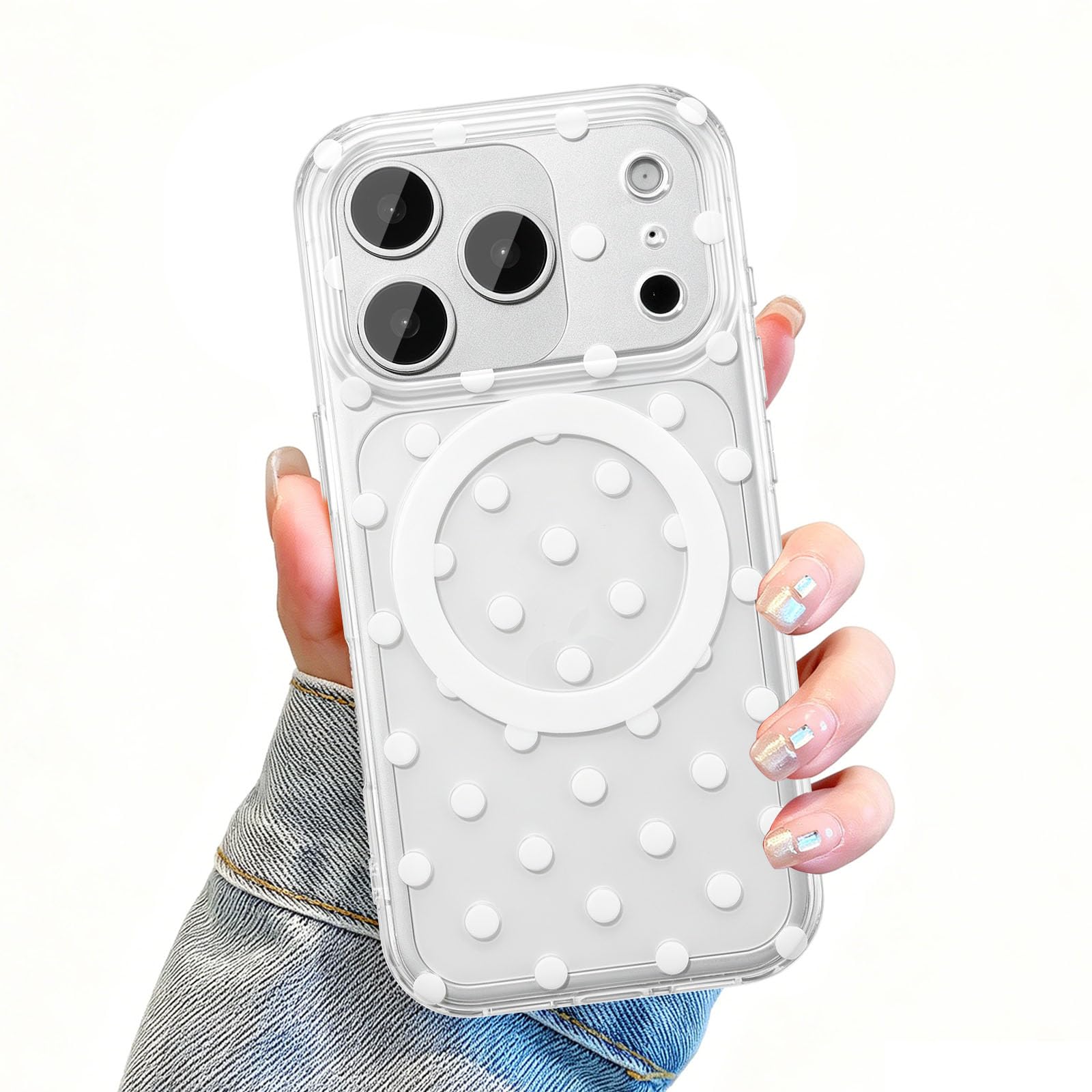 iPhone用シリコンケース ホワイト・ドット 17 Amazon.co.jp: UEEBAI 対応 iPhone 17 Pro 用の ケース TPU ドット柄